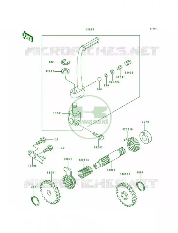 Kickstarter Mechanism Kawasaki MOTOS 80 1992 KX80  KX80-R2