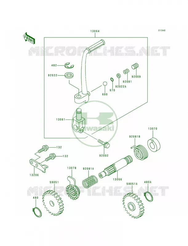 Kickstarter Mechanism Kawasaki MOTOS 80 1992 KX80 Big Wheels  KX80-T2