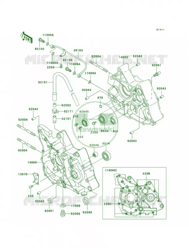 Crankcase Kawasaki MOTOS 110 2008 KLX110  KLX110A8F
