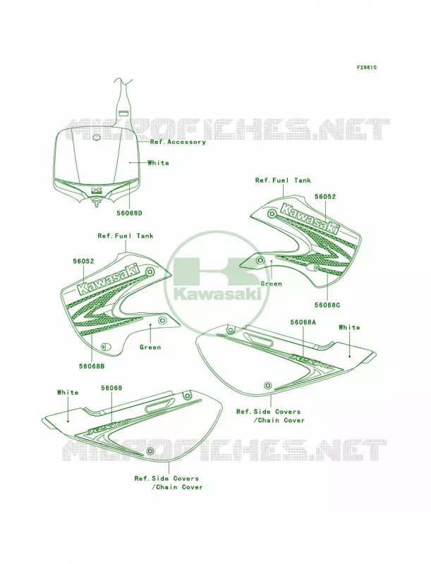 DecalsGreenA8F Kawasaki MOTOS 110 2008 KLX110  KLX110A8F