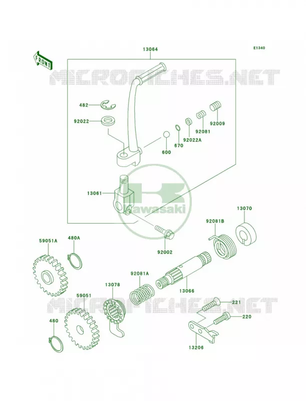 Kickstarter Mechanism Kawasaki MOTOS 60 1991 KX60  KX60-B7