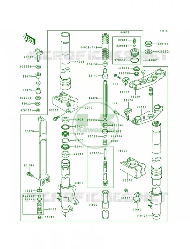 Front ForkKX500-E2 Kawasaki MOTOS 500 1990 KX500  KX500-E2