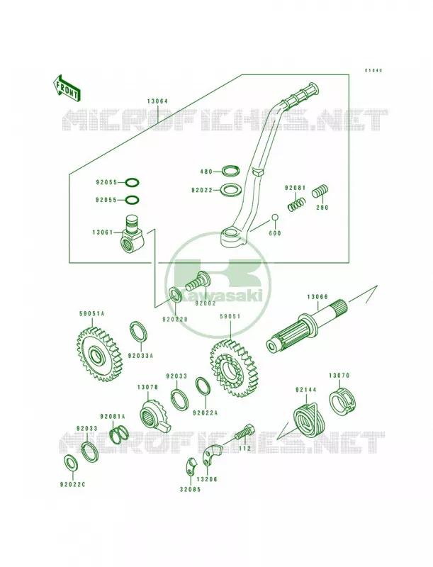 Kickstarter Mechanism Kawasaki MOTOS 500 1990 KX500  KX500-E2