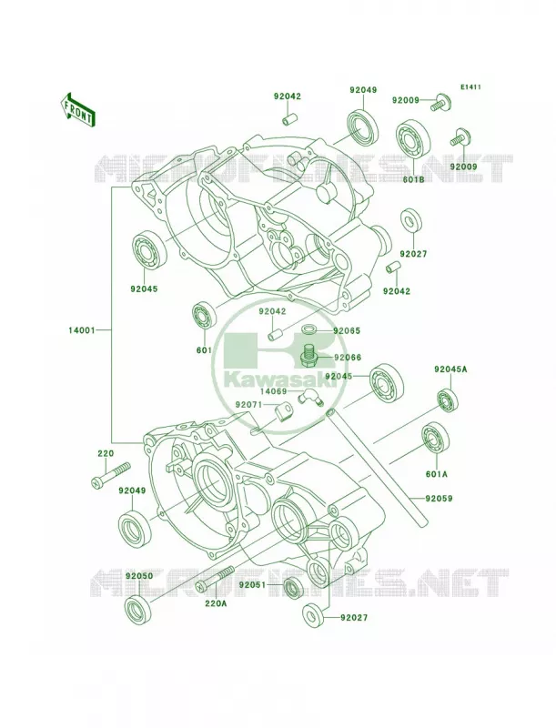 Crankcase Kawasaki MOTOS 60 1990 KX60  KX60-B6