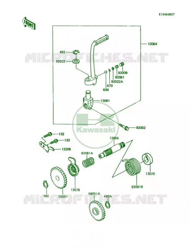 Kickstarter Mechanism Kawasaki MOTOS 80 1990 KX80  KX80-L3