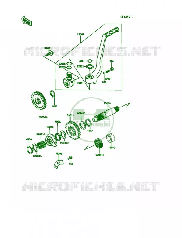 Kickstarter Mechanism Kawasaki MOTOS 125 1989 KX125  KX125-G1