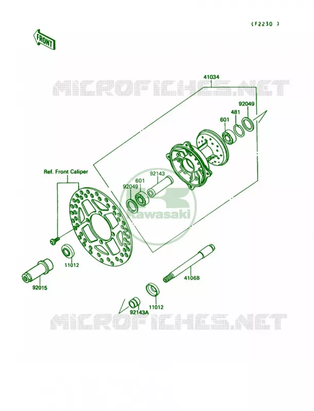 Front Hub Kawasaki MOTOS 250 1989 KX250  KX250-G1