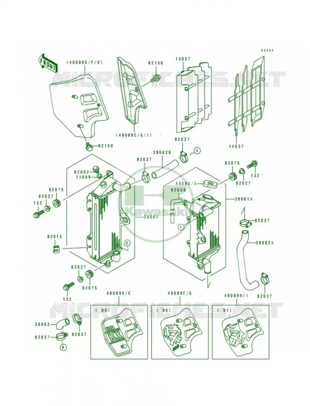 Radiator Kawasaki MOTOS 500 1989 KX500  KX500-E1