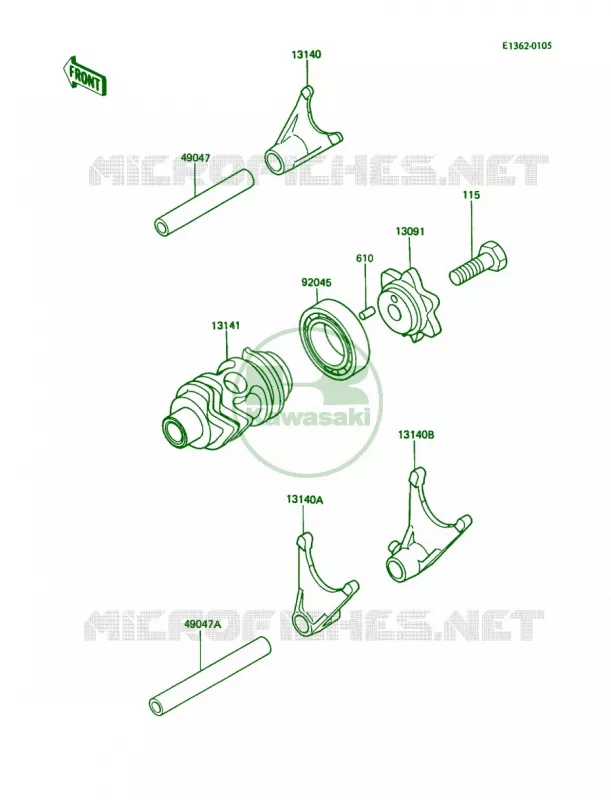 Gear Change DrumShift Forks Kawasaki MOTOS 80 1989 KX80  KX80-L2