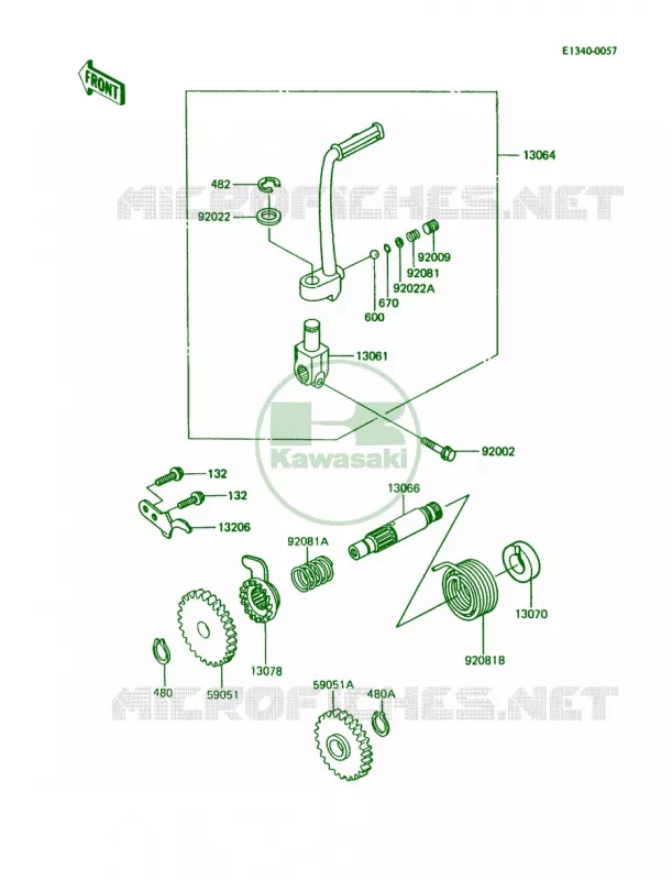 Kickstarter Mechanism Kawasaki MOTOS 80 1989 KX80  KX80-L2