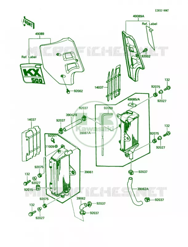 Radiator Kawasaki MOTOS 500 1988 KX500  KX500-D1