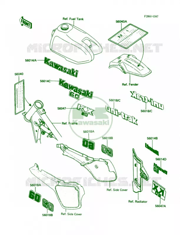 Labels Kawasaki MOTOS 60 1988 KX60  KX60-B4