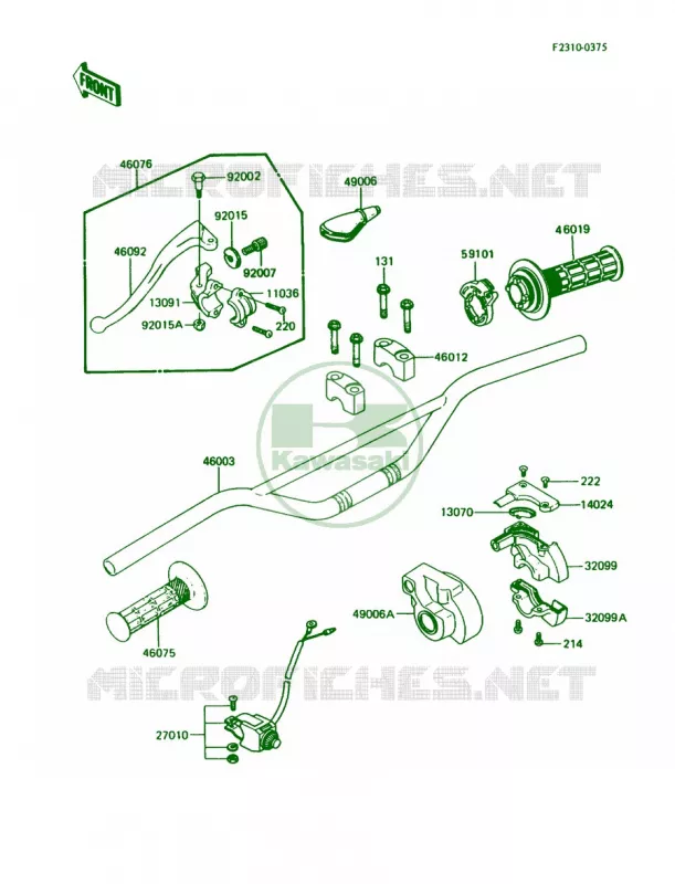 Handlebar Kawasaki MOTOS 80 1988 KX80 Big Wheels  KX80-N1
