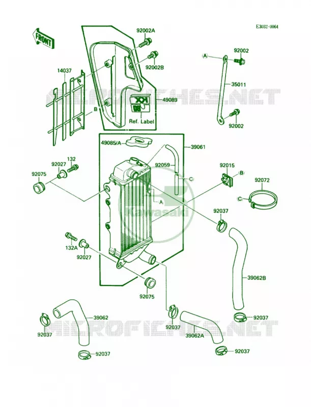 Radiator Kawasaki MOTOS 80 1988 KX80 Big Wheels  KX80-N1