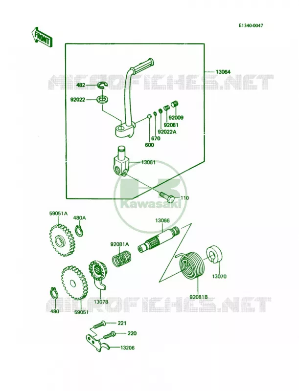 Kickstarter Mechanism Kawasaki MOTOS 60 1985 KX60  KX60-B1