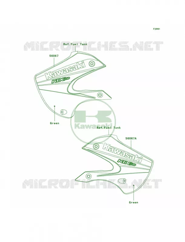 DecalsGreenA6F Kawasaki MOTOS 110 2007 KLX110  KLX110A7F