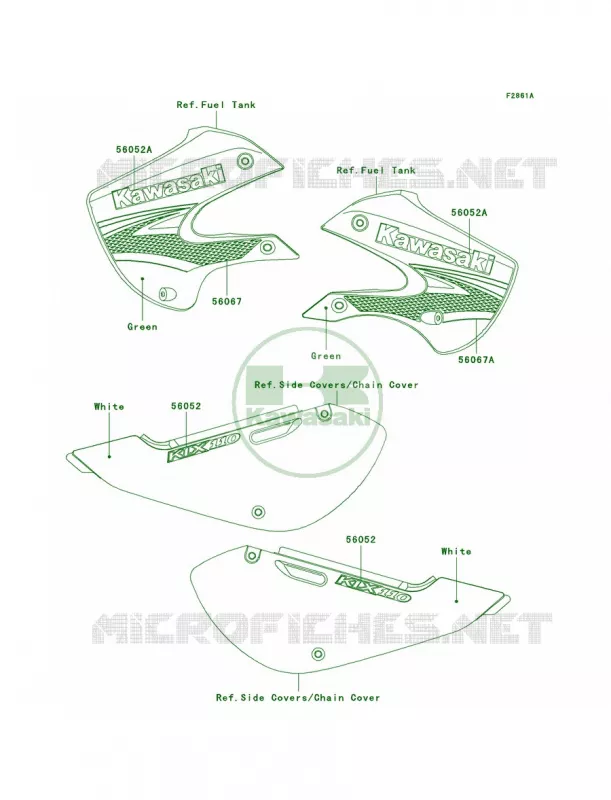 DecalsGreenA7F Kawasaki MOTOS 110 2007 KLX110  KLX110A7F
