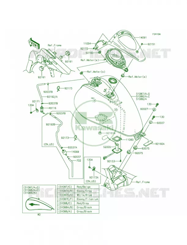 Fuel TankDCF-DFF Kawasaki MOTOS 900 2014 Vulcan 900 Classic LT  VN900DEF