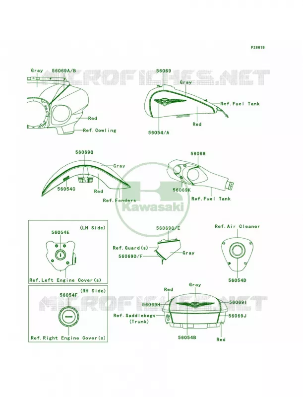 DecalsGrayRedBEF Kawasaki MOTOS 1700 2014 Vulcan 1700 Voyager ABS  VN1700BEF
