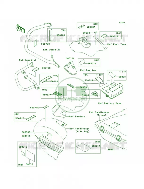 Labels Kawasaki MOTOS 1700 2014 Vulcan 1700 Voyager ABS  VN1700BEF