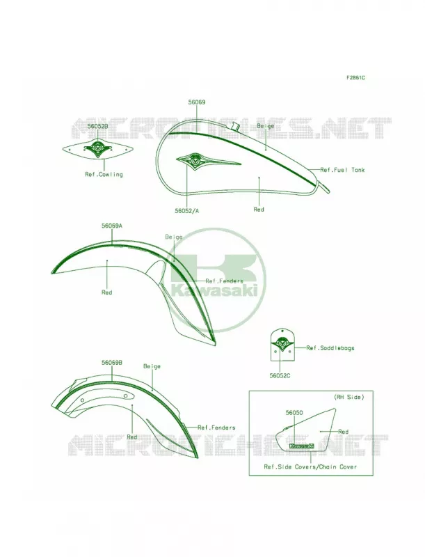 DecalsRedBeigeDCF Kawasaki MOTOS 900 2013 Vulcan 900 Classic LT  VN900DDF