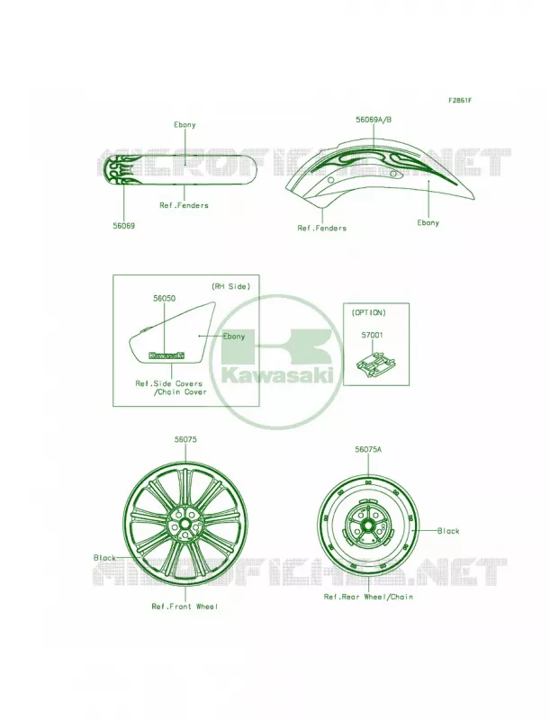 DecalsEbonyCFF Kawasaki MOTOS 900 2013 Vulcan 900 Custom  VN900CDFA