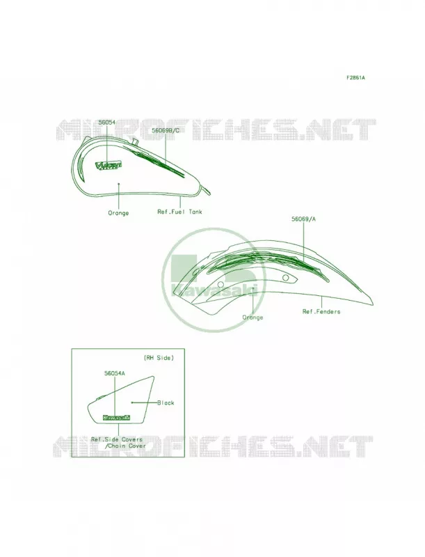 DecalsOrangeCCFA Kawasaki MOTOS 900 2013 Vulcan 900 Custom  VN900CDFA