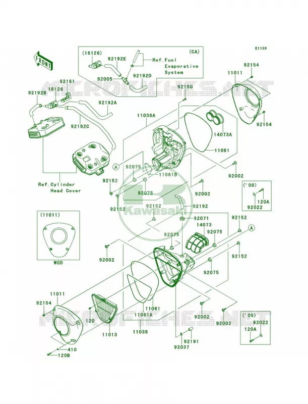 Air Cleaner Kawasaki MOTOS 1700 2012 Vulcan 1700 Voyager  VN1700ACF