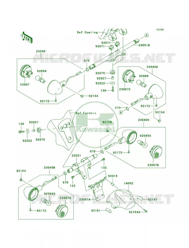 Turn SignalsB9F-BBF Kawasaki MOTOS 1700 2012 Vulcan 1700 Voyager ABS  VN1700BCF