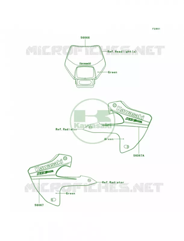 DecalsA6FGreen Kawasaki MOTOS 300 2007 KLX300R  KLX300A7F