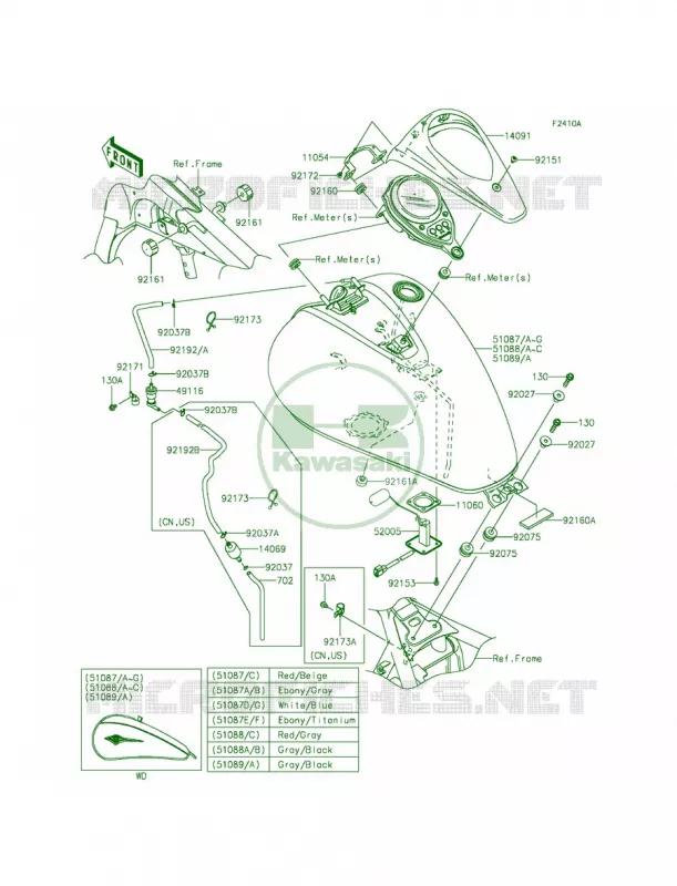 Fuel TankDCF-DFF Kawasaki MOTOS 900 2012 Vulcan 900 Classic LT  VN900DCF
