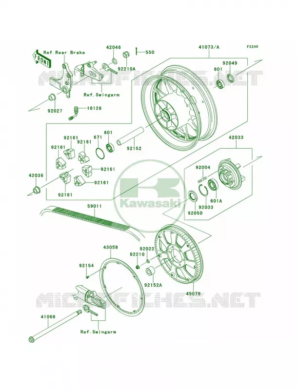 Rear WheelChain Kawasaki MOTOS 1700 2011 Vulcan 1700 Voyager  VN1700ABF