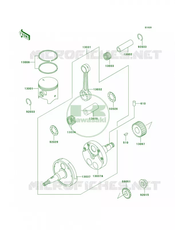 CrankshaftPistons Kawasaki MOTOS 200 2006 KDX200  KDX200H6F