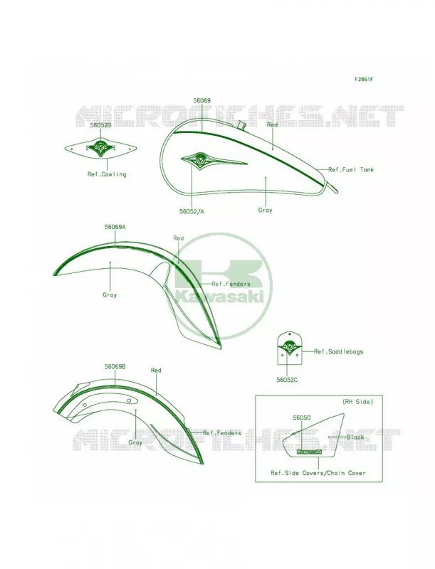 DecalsRedGrayDEF Kawasaki MOTOS 900 2011 Vulcan 900 Classic LT  VN900DBF
