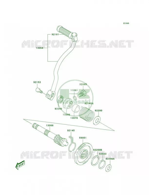 Kickstarter Mechanism Kawasaki MOTOS 50 2006 KDX50  KDX50A6F