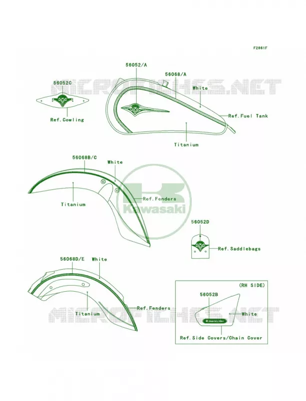DecalsWhiteTitaniumD8F Kawasaki MOTOS 900 2010 Vulcan 900 Classic LT  VN900DAF