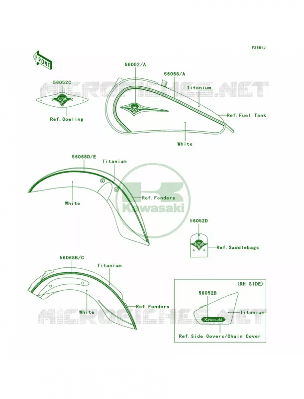 DecalsWhiteTitaniumD9F Kawasaki MOTOS 900 2010 Vulcan 900 Classic LT  VN900DAF