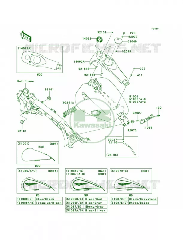 Fuel Tank Kawasaki MOTOS 1700 2010 Vulcan 1700 Voyager ABS  VN1700BAF