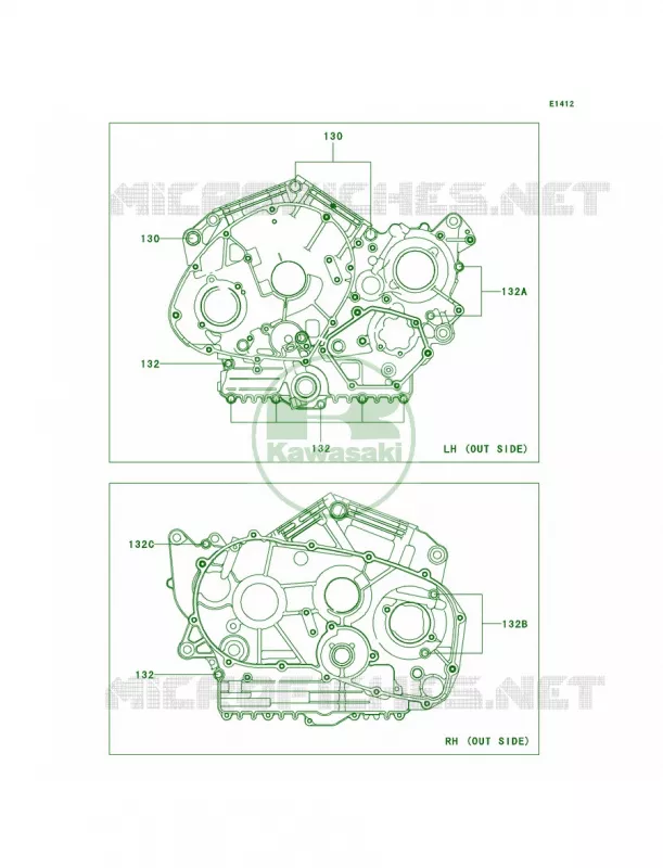 Crankcase Bolt Pattern Kawasaki MOTOS 900 2009 Vulcan 900 Classic LT  VN900D9F