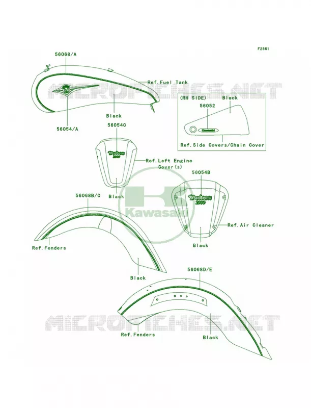 DecalsBlackG8F Kawasaki MOTOS 2000 2009 Vulcan 2000  VN2000G9F