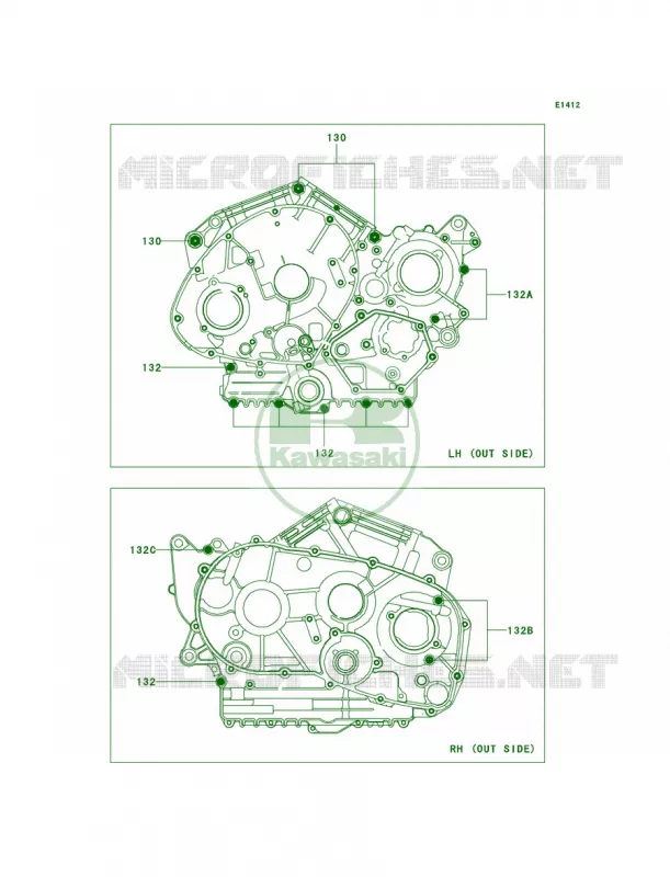 Crankcase Bolt Pattern Kawasaki MOTOS 900 2009 Vulcan 900 Custom   VN900C9FA