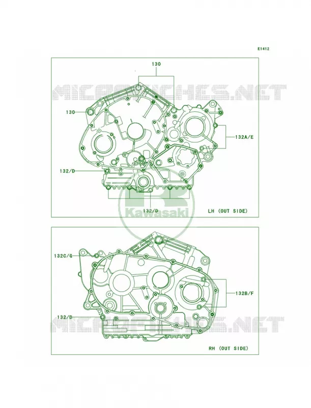 Crankcase Bolt Pattern Kawasaki MOTOS 900 2008 Vulcan 900 Classic  VN900B8F
