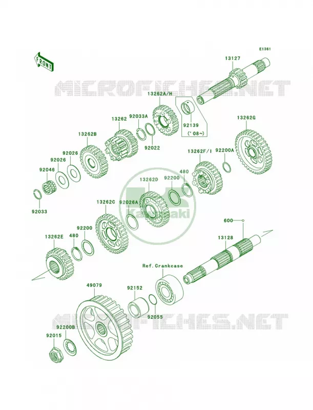 Transmission Kawasaki MOTOS 900 2008 Vulcan 900 Classic  VN900B8F
