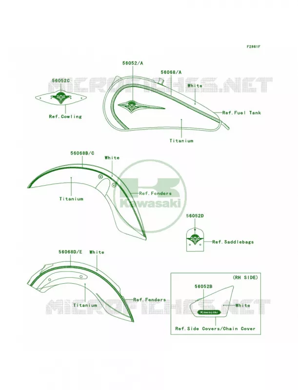 DecalsWhiteTitaniumD8F Kawasaki MOTOS 900 2008 Vulcan 900 Classic LT  VN900D8F