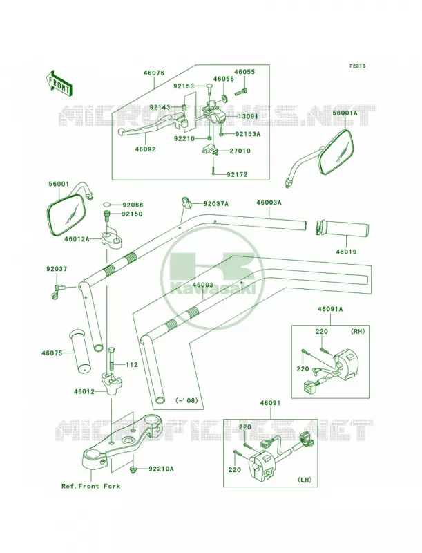 Handlebar Kawasaki MOTOS 900 2008 Vulcan 900 Classic LT  VN900D8F