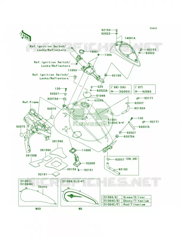 Fuel TankD6FD7FD7FA Kawasaki MOTOS 1600 2008 Vulcan 1600 Nomad  VN1600D8F