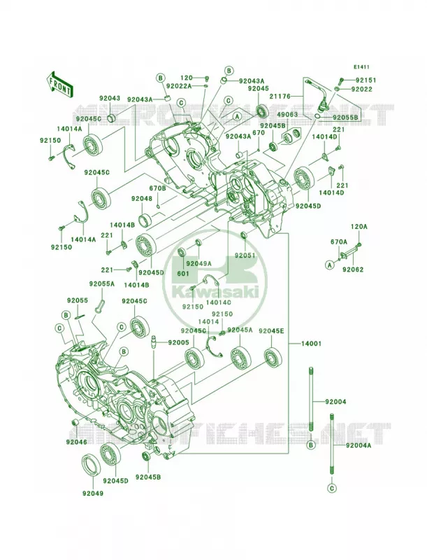 Crankcase Kawasaki MOTOS 2000 2008 Vulcan 2000  VN2000G8F