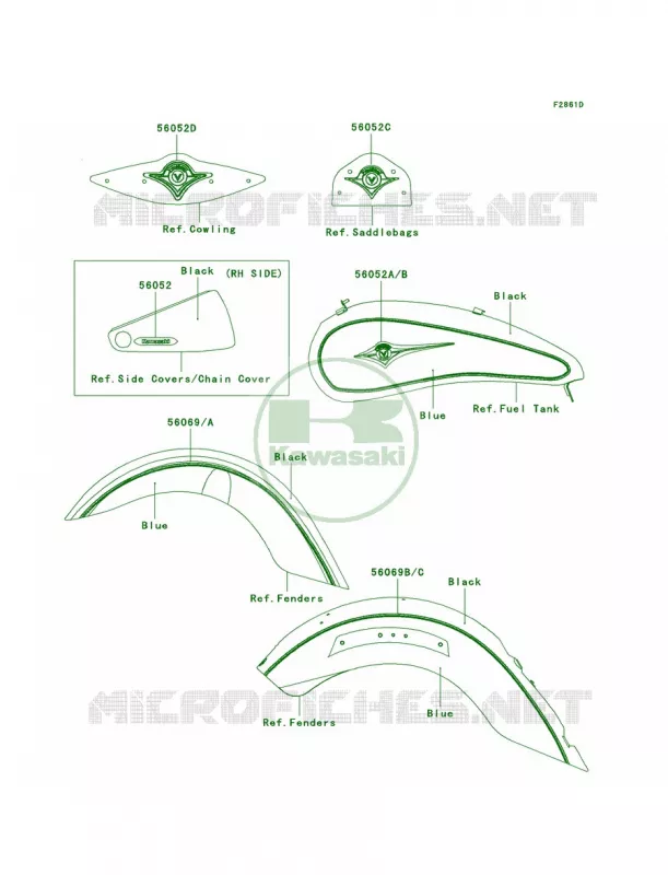 DecalsBlackBlueJAF Kawasaki MOTOS 2000 2008 Vulcan 2000 Classic LT  VN2000J8F