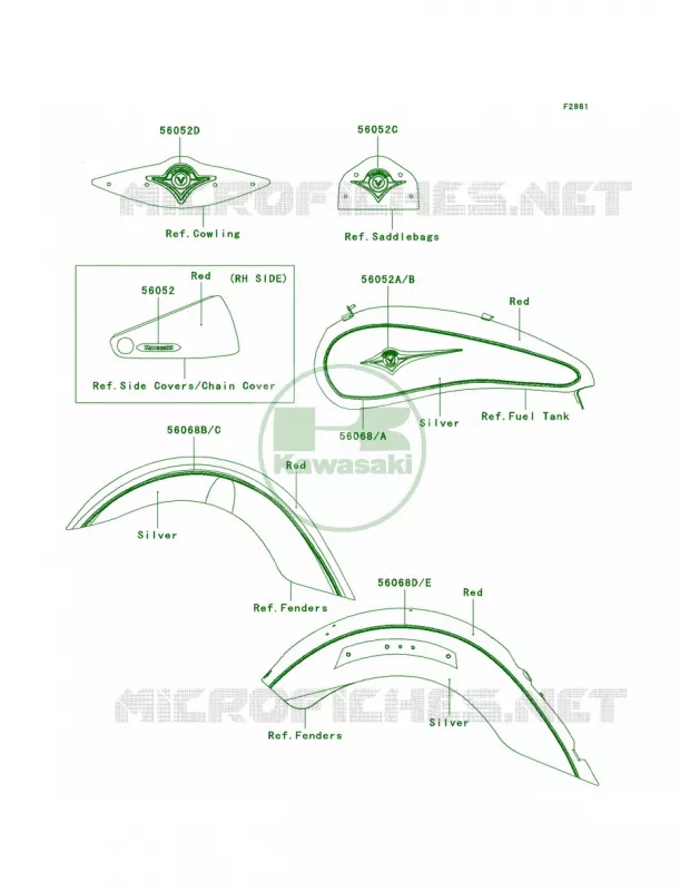 DecalsRedSilverJ8F Kawasaki MOTOS 2000 2008 Vulcan 2000 Classic LT  VN2000J8F