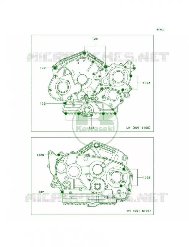 Crankcase Bolt Pattern Kawasaki MOTOS 900 2008 Vulcan 900 Custom  VN900C8F